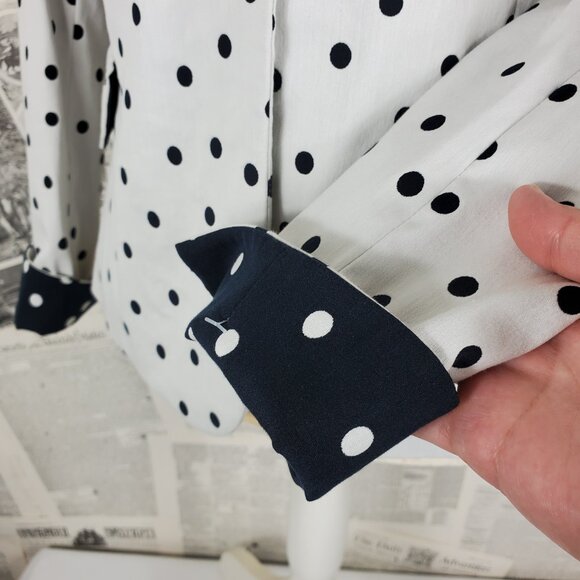 Akris Punto Light Gray Black Polka Dot Cotton Blend Single Button Blazer Size 6 - Picture 11 of 16